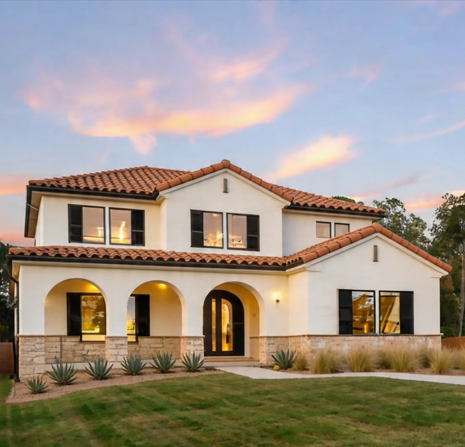 New custom built home in Los Angeles with modern exterior and landscaping design